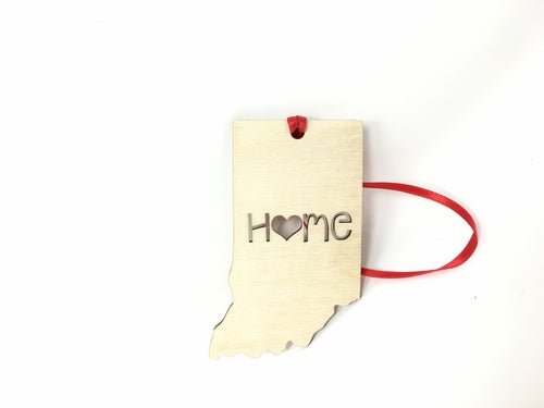 Indiana State Wood Christmas Ornament