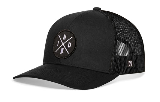 Indiana Trucker Hat  |  Black IND X Snapback